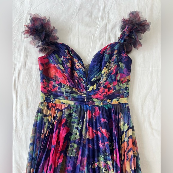 Marchesa Notte Off The Shoulder Multicolor Floral Maxi Gown - Picture 5 of 7